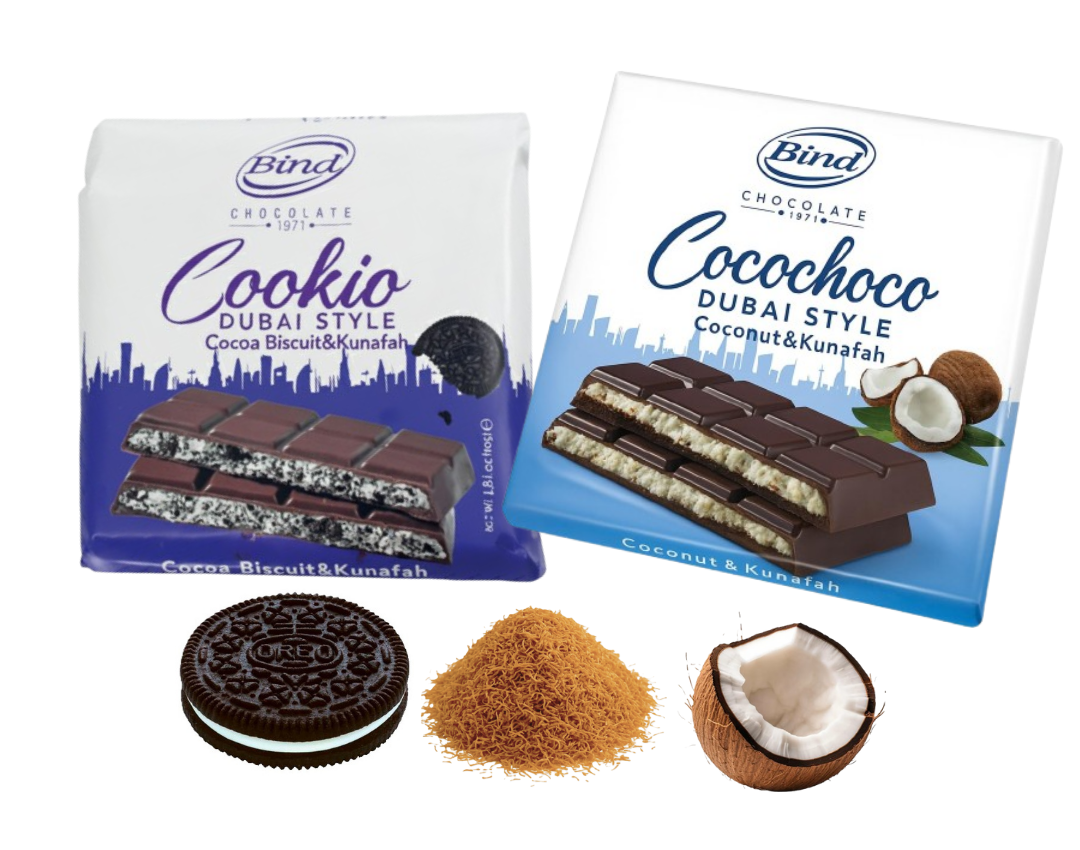 Bind Cocochoco & Oreo Cookie Dubai Style Chocolate Bar 2.8 oz x 2
