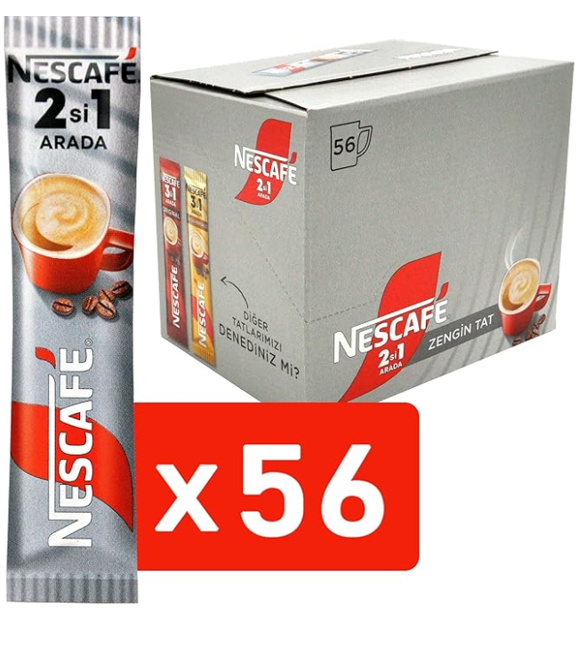 Nescafe 2 in 1 Unsweetened, Coffee + Coffee creamer, No Added Sugar - 56 Sticks - Image 2